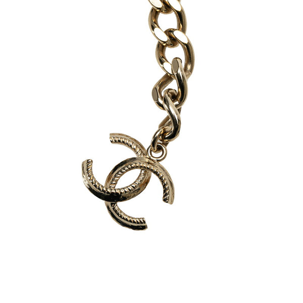 シャネル ココマーク チェーン ベルト ブラック ゴールド レザー フェイクパール メタル レディース CHANEL 【中古】