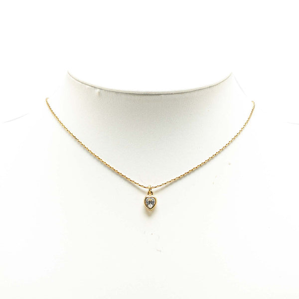 ディオール ハート ラインストーン ネックレス ゴールド メッキ レディース Dior 【中古】