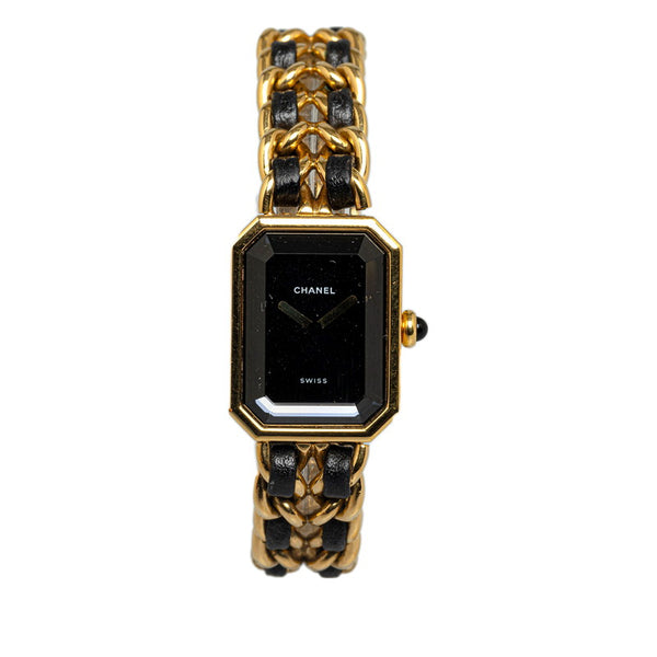 シャネル プルミエール 腕時計 サイズ:L H0001 クオーツ ブラック文字盤 メッキ レディース CHANEL 【中古】