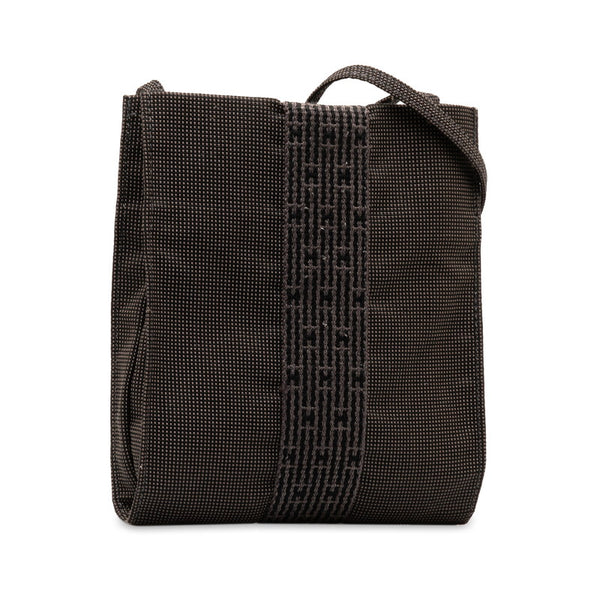 エルメス エールライン ポシェット ショルダーバッグ グレー キャンバス レディース HERMES 【中古】