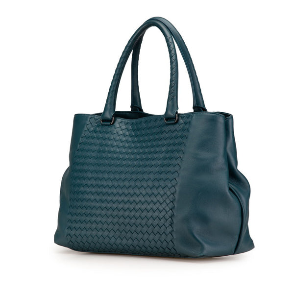 ボッテガヴェネタ イントレチャート トートバッグ ハンドバッグ グリーン レザー レディース BOTTEGAVENETA 【中古】
