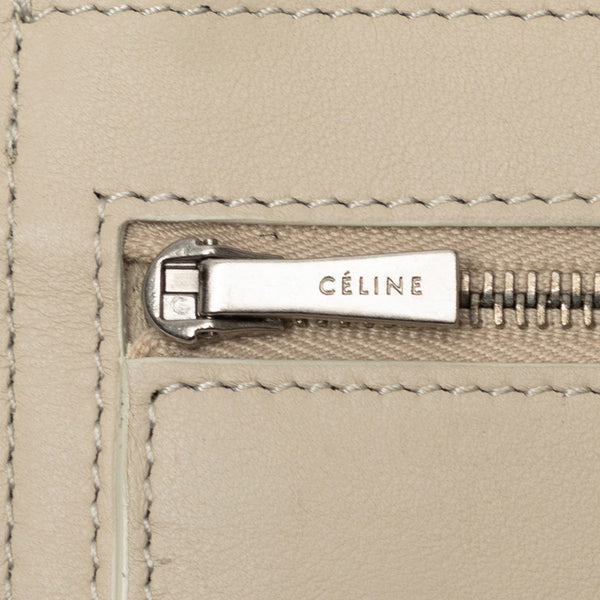 セリーヌ ロゴ ミディアム マルチ ファンクション  二つ折り財布 104813 ブラック グレー レザー メンズ CELINE 【中古】