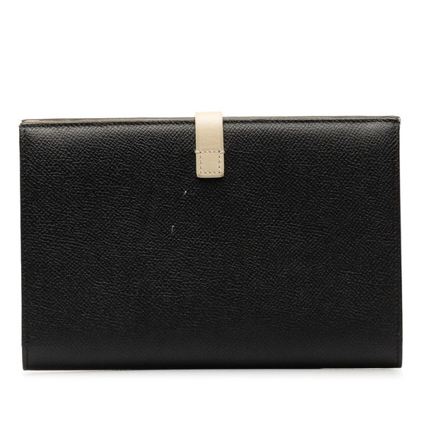 セリーヌ ロゴ ミディアム マルチ ファンクション  二つ折り財布 104813 ブラック グレー レザー メンズ CELINE 【中古】
