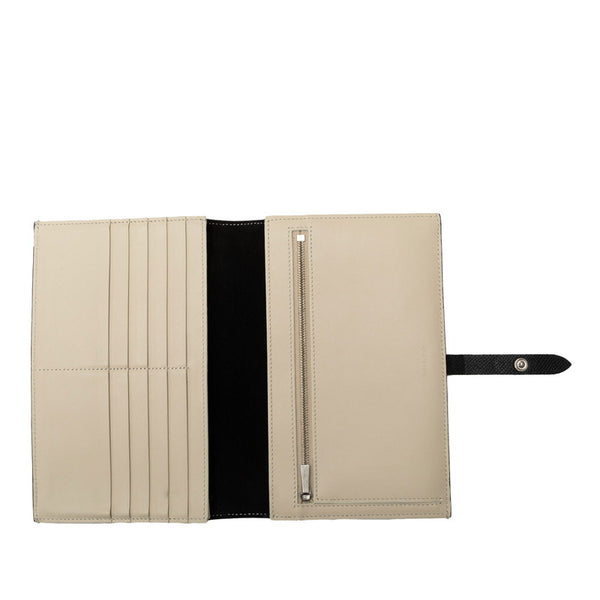 セリーヌ ロゴ ミディアム マルチ ファンクション  二つ折り財布 104813 ブラック グレー レザー メンズ CELINE 【中古】