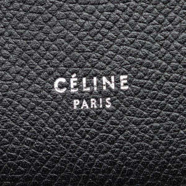 セリーヌ ロゴ ミディアム マルチ ファンクション  二つ折り財布 104813 ブラック グレー レザー メンズ CELINE 【中古】