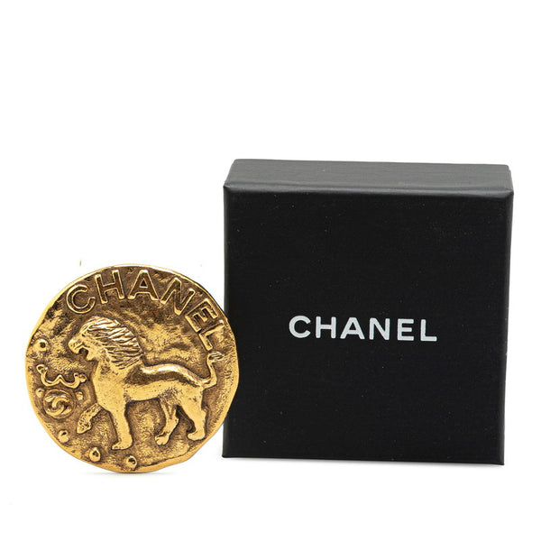 シャネル ヴィンテージ ココマーク ラウンド ライオン モチーフ ブローチ ゴールド メッキ レディース CHANEL 【中古】