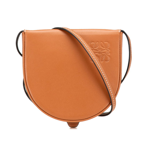 ロエベ アナグラム ヒールポーチ スモール 斜め掛け ショルダーバッグ ポーチ タン ブラウン レザー レディース LOEWE 【中古】