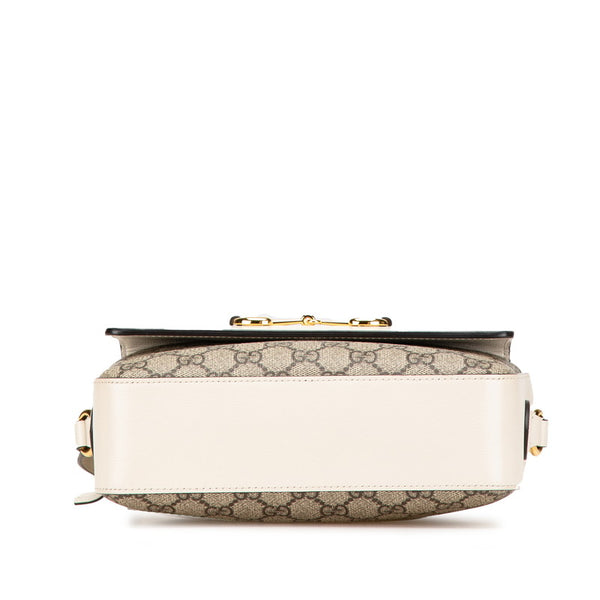 グッチ GGスプリーム ホースビット ショルダーバッグ 645454 ベージュ ホワイト PVC レザー レディース GUCCI 【中古】