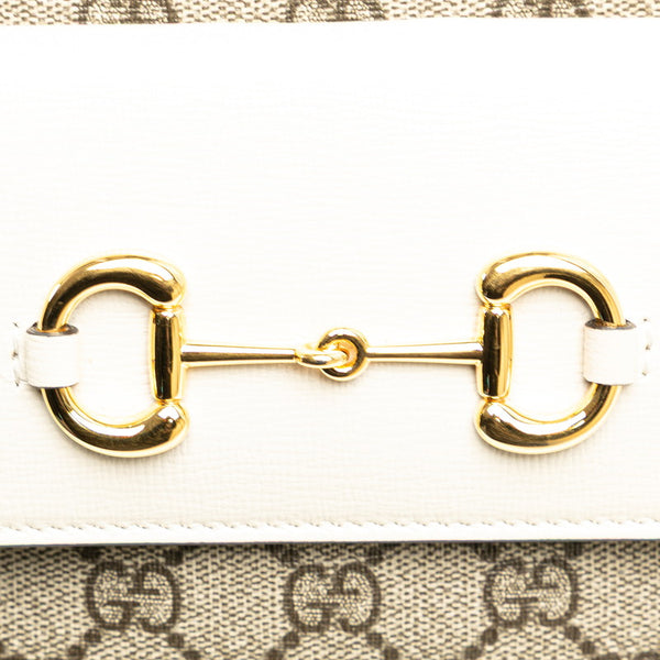 グッチ GGスプリーム ホースビット ショルダーバッグ 645454 ベージュ ホワイト PVC レザー レディース GUCCI 【中古】