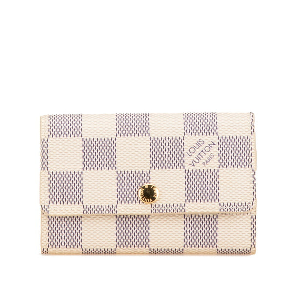 ルイ ヴィトン ダミエ アズール ミュルティクレ6 キーケース N61745 ホワイト PVC レザー レディース LOUIS VUITTON 【中古】