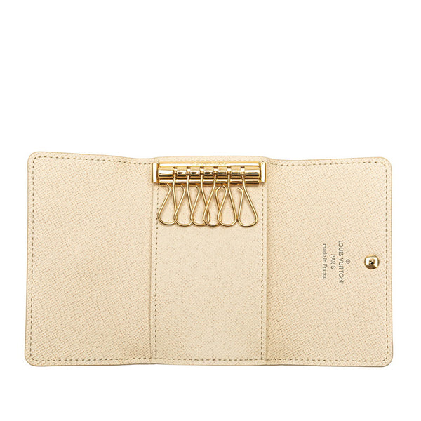 ルイ ヴィトン ダミエ アズール ミュルティクレ6 キーケース N61745 ホワイト PVC レザー レディース LOUIS VUITTON 【中古】