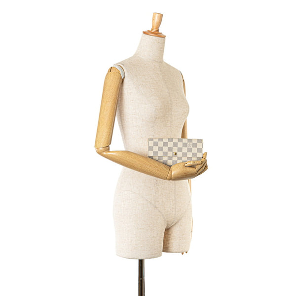 ルイ ヴィトン ダミエ アズール ポルトフォイユ サラ 長財布 N61735 アズール ホワイト PVC レザー レディース LOUIS VUITTON 【中古】