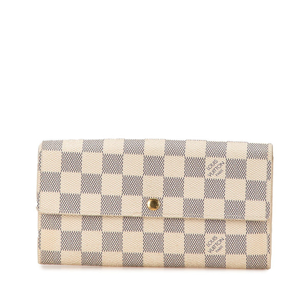 ルイ ヴィトン ダミエ アズール ポルトフォイユ サラ 長財布 N61735 アズール ホワイト PVC レザー レディース LOUIS VUITTON 【中古】