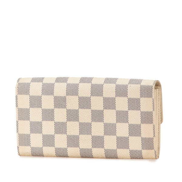 ルイ ヴィトン ダミエ アズール ポルトフォイユ サラ 長財布 N61735 アズール ホワイト PVC レザー レディース LOUIS VUITTON 【中古】