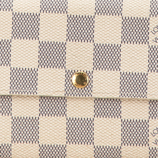 ルイ ヴィトン ダミエ アズール ポルトフォイユ サラ 長財布 N61735 アズール ホワイト PVC レザー レディース LOUIS VUITTON 【中古】
