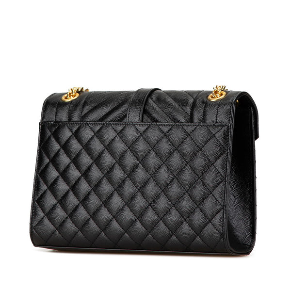 サンローラン サンローランパリ エンベロープ チェーン ショルダーバッグ ハンドバッグ ブラック ゴールド レザー レディース SAINT LAURENT 【中古】