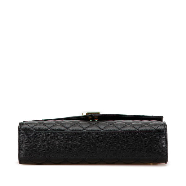 サンローラン サンローランパリ エンベロープ チェーン ショルダーバッグ ハンドバッグ ブラック ゴールド レザー レディース SAINT LAURENT 【中古】