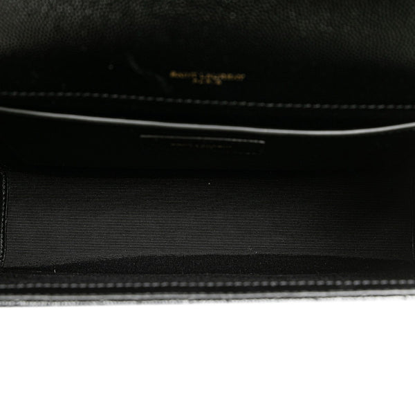 サンローラン サンローランパリ エンベロープ チェーン ショルダーバッグ ハンドバッグ ブラック ゴールド レザー レディース SAINT LAURENT 【中古】