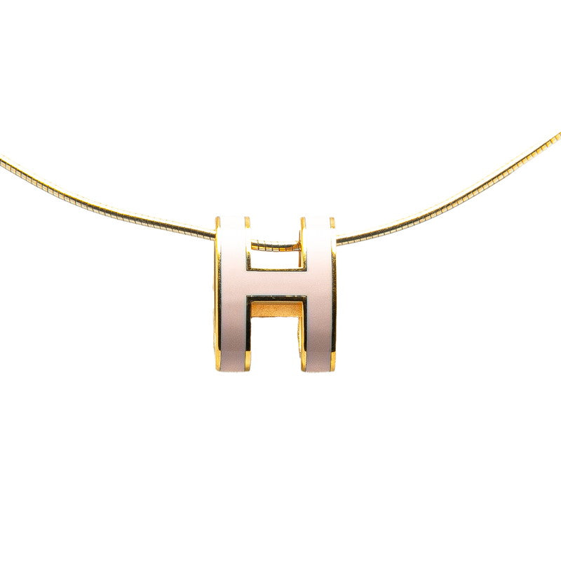 エルメス ポップH ポップアッシュ ネックレス ゴールド ピンク メッキ レディース HERMES 【中古】