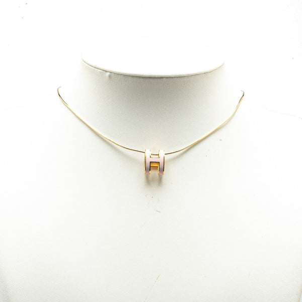 エルメス ポップH ポップアッシュ ネックレス ゴールド ピンク メッキ レディース HERMES 【中古】
