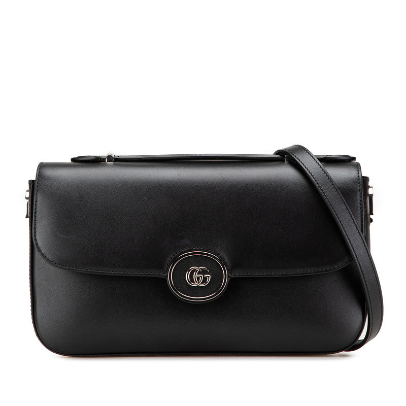 グッチ PETITE GG ハンドバッグ ショルダーバッグ 2WAY 739721 ブラック レザー レディース GUCCI 【中古】