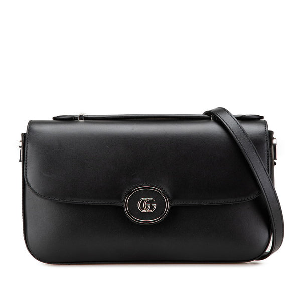グッチ PETITE GG ハンドバッグ ショルダーバッグ 2WAY 739721 ブラック レザー レディース GUCCI 【中古】