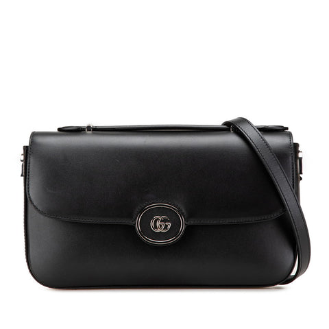 グッチ PETITE GG ハンドバッグ ショルダーバッグ 2WAY 739721 ブラック レザー レディース GUCCI 【中古】