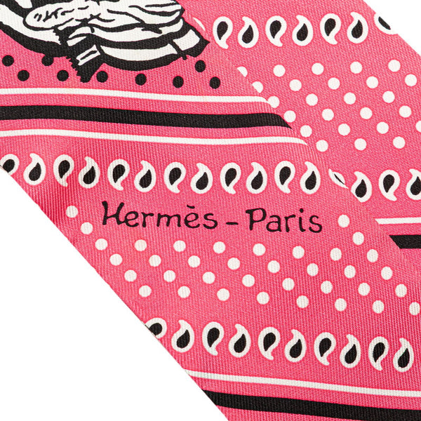 エルメス ツイリー Les Zebres Bandana ゼブラ バンダナ スカーフ ピンク ホワイト マルチカラー シルク レディース HERMES 【中古】