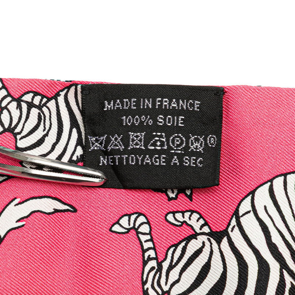 エルメス ツイリー Les Zebres Bandana ゼブラ バンダナ スカーフ ピンク ホワイト マルチカラー シルク レディース HERMES 【中古】