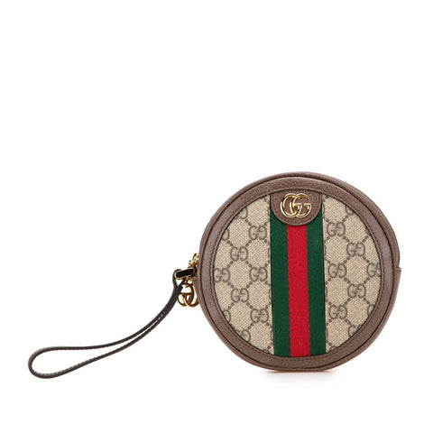グッチ GGスプリーム オフィディア シェリーライン ポーチ 574841 ブラウン PVC レザー レディース GUCCI 【中古】