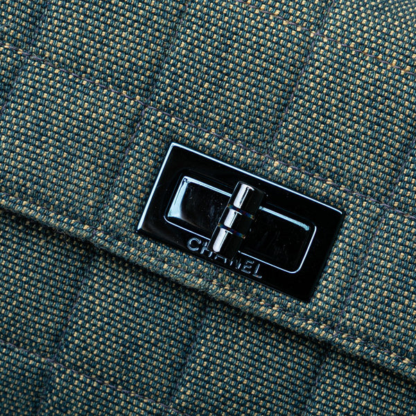 シャネル チョコバー 2.55 ハンドバッグ ブルー デニム レディース CHANEL 【中古】