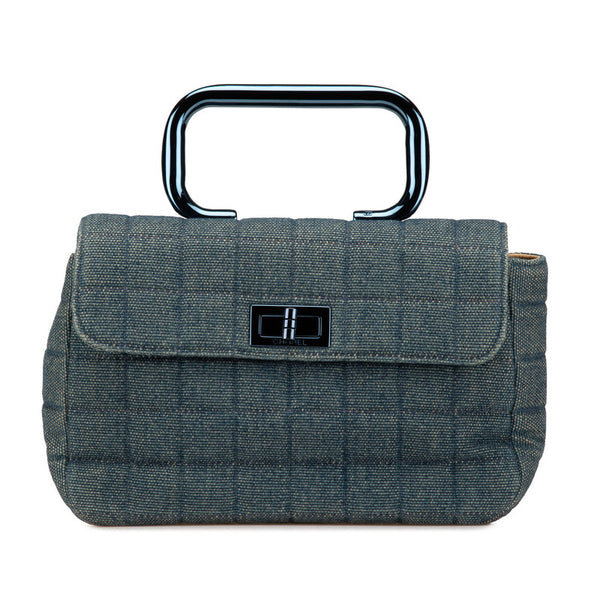 シャネル チョコバー 2.55 ハンドバッグ ブルー デニム レディース CHANEL 【中古】