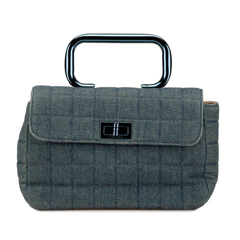 シャネル チョコバー 2.55 ハンドバッグ ブルー デニム レディース CHANEL 【中古】