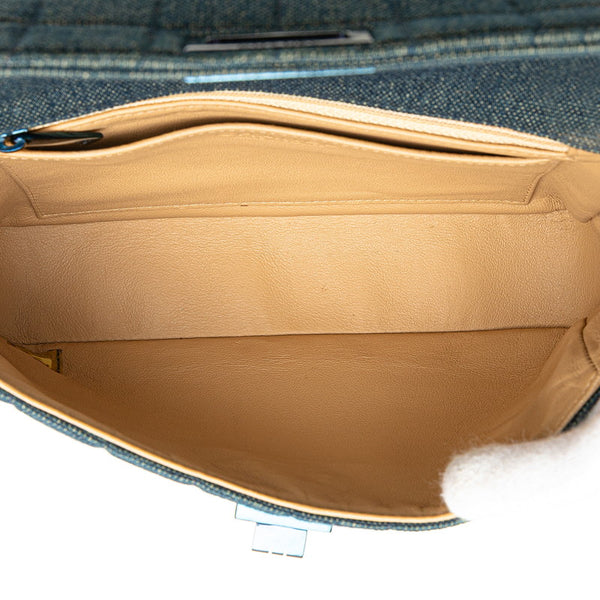 シャネル チョコバー 2.55 ハンドバッグ ブルー デニム レディース CHANEL 【中古】