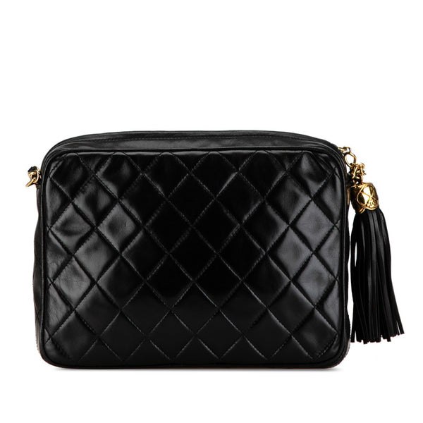 シャネル マトラッセ ココマーク フリンジ チェーン ショルダーバッグ ブラック ゴールド ラムスキン レディース CHANEL 【中古】