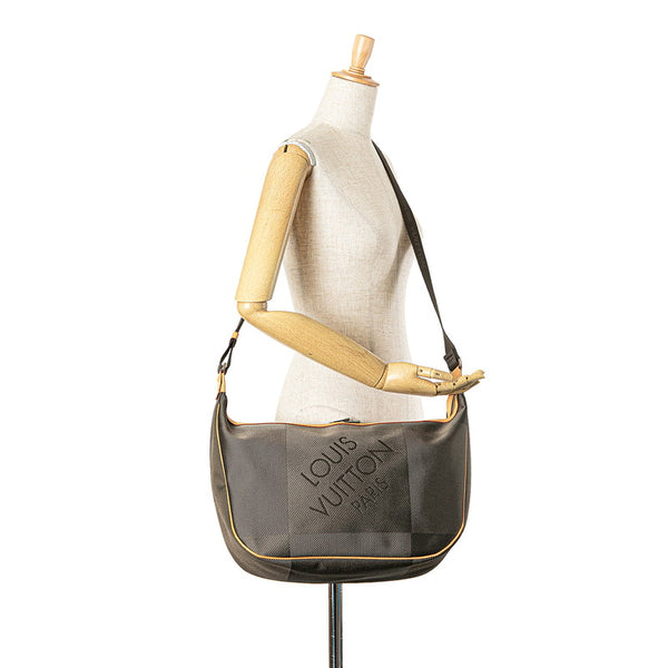 ルイ ヴィトン ダミエ ジェアン エクスプローラー メッセンジャーバッグ M93615 カーキ  キャンバス レザー レディース LOUIS VUITTON 【中古】