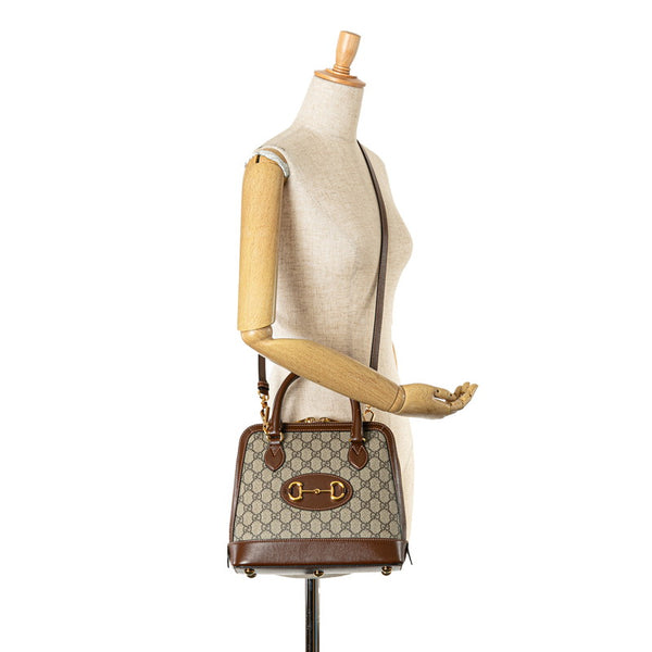 グッチ GGスプリーム ホースビット ハンドバッグ ショルダーバッグ 2WAY 621220 ブラウン PVC レザー レディース GUCCI 【中古】