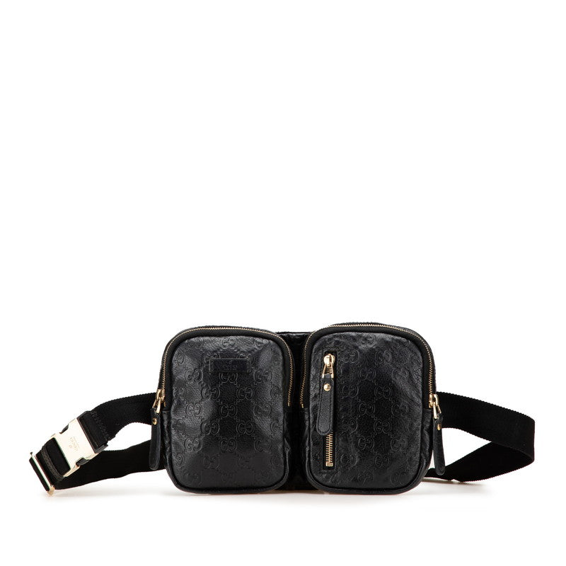 グッチ グッチシマ ボディバッグ ウエストバッグ 246417 ブラック レザー レディース GUCCI 【中古】