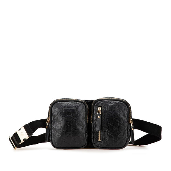 グッチ グッチシマ ボディバッグ ウエストバッグ 246417 ブラック レザー レディース GUCCI 【中古】