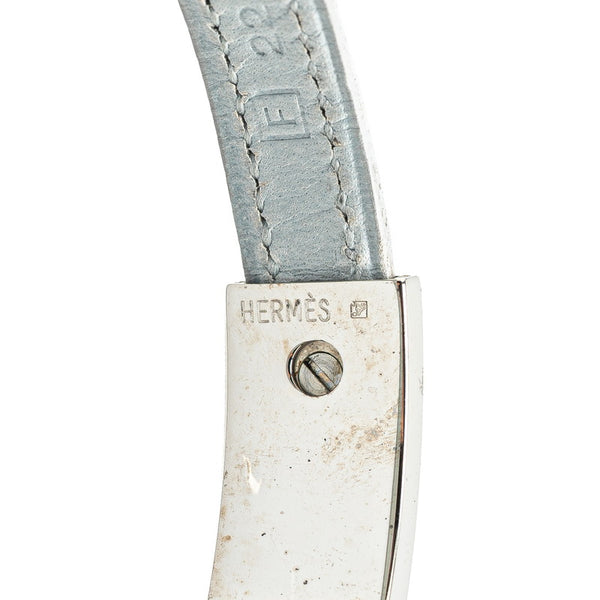 エルメス プスプス ブレスレット グレー シルバー メタル レザー レディース HERMES 【中古】