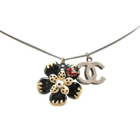 シャネル ココマーク フラワー てんとう虫 ネックレス シルバー マルチカラー メタル エナメル レディース CHANEL 【中古】