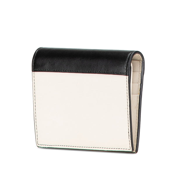 プラダ 二つ折り財布 ホワイト ブラック レザー レディース PRADA 【中古】