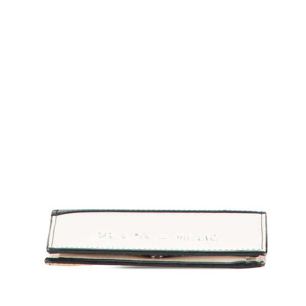 プラダ 二つ折り財布 ホワイト ブラック レザー レディース PRADA 【中古】