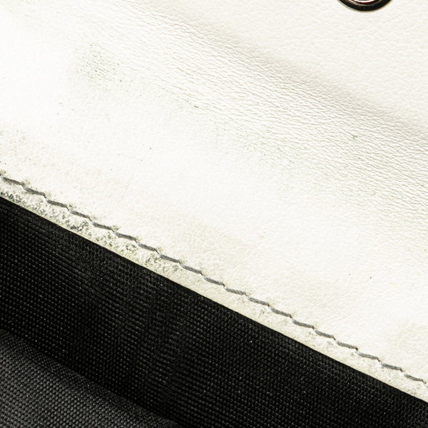 プラダ 二つ折り財布 ホワイト ブラック レザー レディース PRADA 【中古】