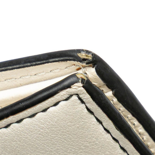 プラダ 二つ折り財布 ホワイト ブラック レザー レディース PRADA 【中古】