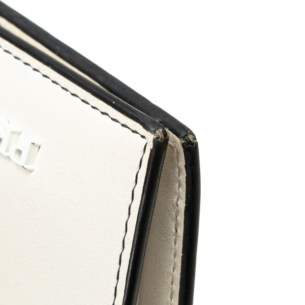 プラダ 二つ折り財布 ホワイト ブラック レザー レディース PRADA 【中古】
