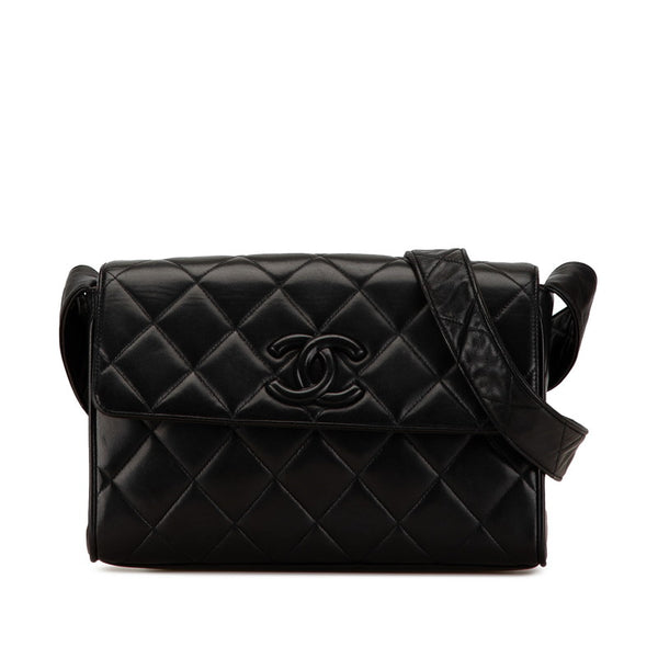 シャネル マトラッセ ココマーク ショルダーバッグ ブラック ラムスキン レディース CHANEL 【中古】