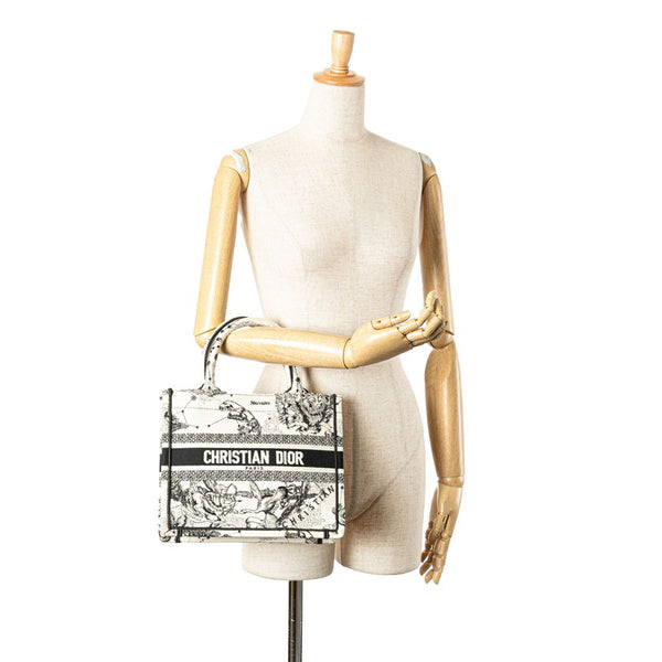 ディオール ブックトート スモール トートバッグ ベージュ ブラック キャンバス レディース Dior 【中古】