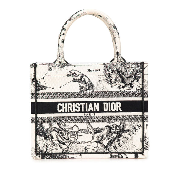 ディオール ブックトート スモール トートバッグ ベージュ ブラック キャンバス レディース Dior 【中古】