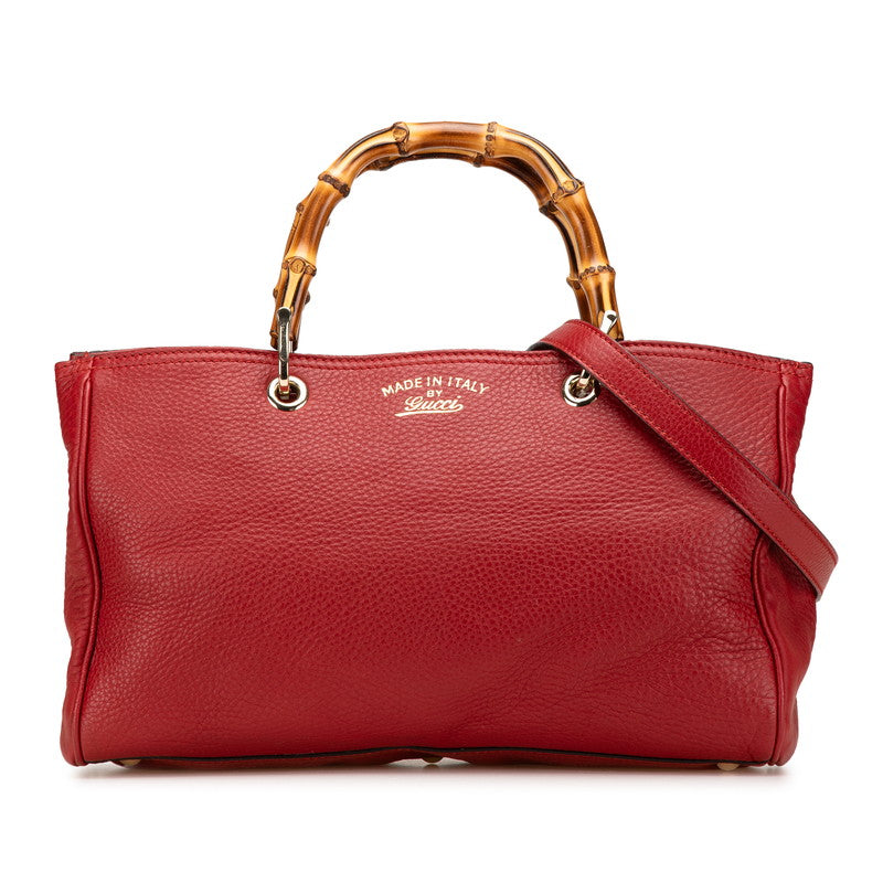 グッチ バンブー ハンドバッグ ショルダーバッグ 2WAY 323660 レッド レザー レディース GUCCI 【中古】